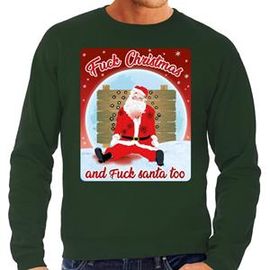 Bellatio Foute Kersttrui Fuck Christmas and fuck santa too groen heren (48) Groen