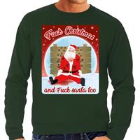 Bellatio Foute Kersttrui Fuck Christmas and fuck santa too groen heren Groen