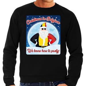Bellatio Foute Belgie kersttrui Christmas in Belgium zwart voor heren