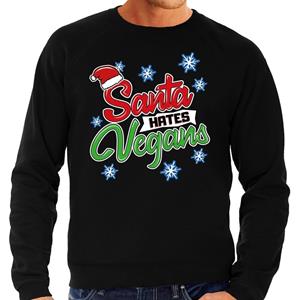 Bellatio Foute kersttrui Santa hates vegans zwart voor heren
