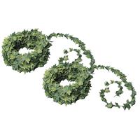 Rayher hobby materialen 2x Mini klimop kunstplant guirlandes 7,5 meter Groen