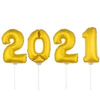 Shoppartners Gouden 2021 ballonnen voor Oud en Nieuw Goudkleurig
