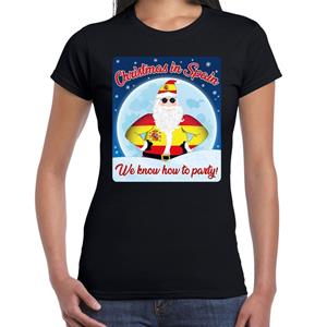 Bellatio Fout Spanje kerst shirt Christmas in Spain zwart voor dames