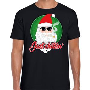 Bellatio Fout kerst shirt just chillin zwart voor heren