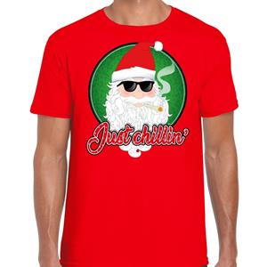 Bellatio Fout kerst shirt just chillin rood voor heren