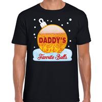 Bellatio Fout kerst shirt Daddy his favorite balls zwart voor heren