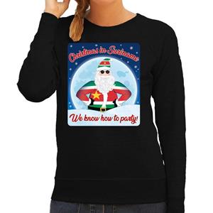 Bellatio Foute kersttrui Christmas in Suriname zwart voor dames