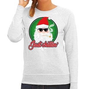 Bellatio Foute Kersttrui just chillin grijs voor dames