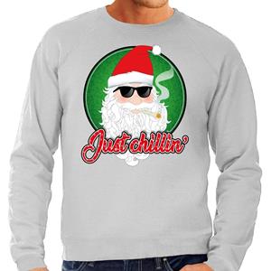 Bellatio Foute Kersttrui just chillin grijs voor heren