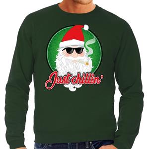 Bellatio Foute Kersttrui just chillin groen voor heren