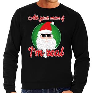 Bellatio Foute Kersttrui ask your mom zwart voor heren