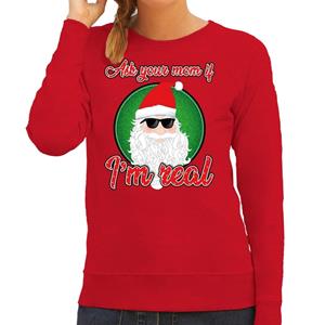 Bellatio Foute Kersttrui Ask your mom rood voor dames