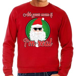 Bellatio Foute Kersttrui ask your mom rood voor heren