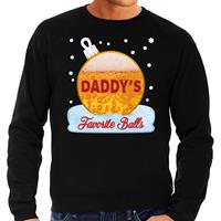 Bellatio Foute kerst sweater / trui daddy favorite balls bier zwart heren Zwart
