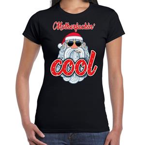 Bellatio Fout kerst shirt stoere kerstman motherfucking cool zwart dames Zwart