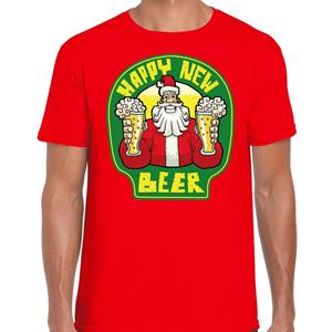 Bellatio Fout Nieuwjaar / Kerstshirt happy new beer / bier rood heren (48) Rood