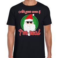 Bellatio Fout Kerstshirt cool Santa I am real zwart voor heren
