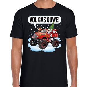 Bellatio Fout kerst shirt Monstertruck Santa zwart voor heren