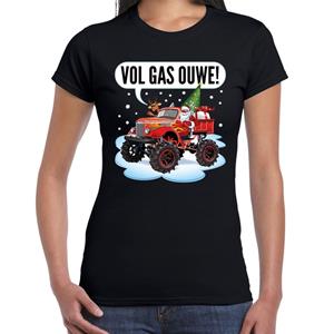 Bellatio Fout kerst shirt Monstertruck Santa zwart voor dames