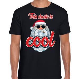 Bellatio Fout kerst shirt Stoere kerstman this dude is cool zwart heren (48) Zwart