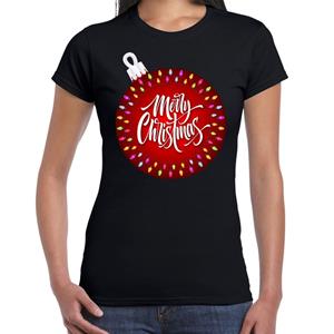 Bellatio Fout kerst shirt kerstbal merry christmas zwart voor dames