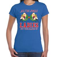 Bellatio Fout kerst shirt single / jingle ladies blauw voor dames