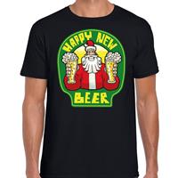 Bellatio Fout Nieuwjaar / Kerstshirt happy new beer / bier zwart heren Zwart