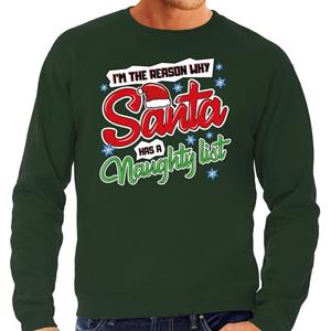 Bellatio Foute Kersttrui why santa has a naughty list groen voor heren