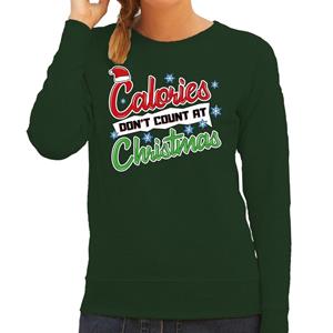 Bellatio Foute Kersttrui calories dont count christmas groen voor dames