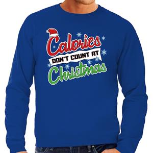 Bellatio Foute Kersttrui calories dont count christmas blauw voor heren