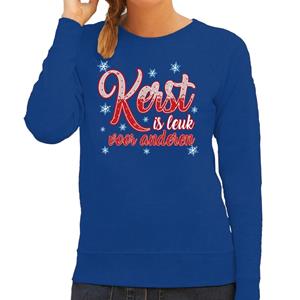 Bellatio Foute kersttrui blauw kerst is leuk voor anderen voor dames