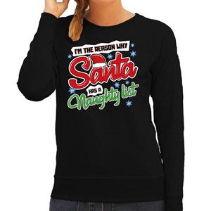 Bellatio Foute Kersttrui why santa has a naughty list zwart voor dames