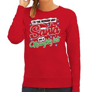 Bellatio Foute Kersttrui why santa has a naughty list rood voor dames