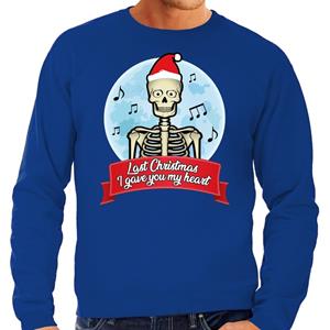 Bellatio Foute Kersttrui blauw Last Christmas I gave you my heart heren (48) Blauw