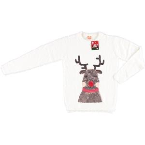 Witte dames kersttrui met rendier Wit