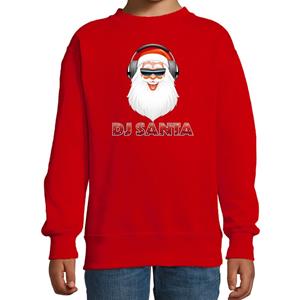 Bellatio Stoere kersttrui / sweater DJ Santa rood voor kinderen