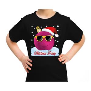 Bellatio Fout kerst shirt coole kerstbal Christmas party zwart voor kids