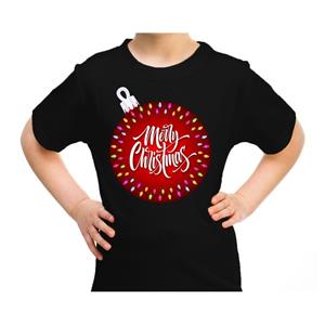 Bellatio Fout kerst shirt kerstbal merry christmas zwart voor kids