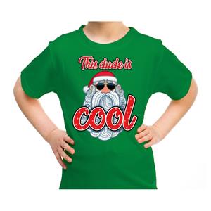 Fout kerst shirt rokende santa this dude is cool groen voor kids