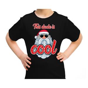 Bellatio Fout kerst shirt rokende santa this dude is cool zwart voor kids