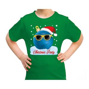 Bellatio Fout kerst shirt coole kerstbal Christmas party groen voor kids