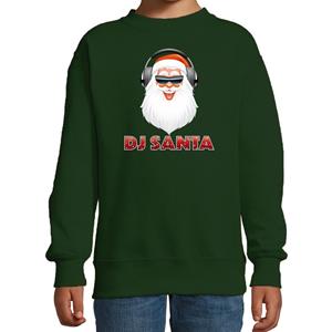 Bellatio Stoere kersttrui / sweater DJ Santa groen voor kinderen
