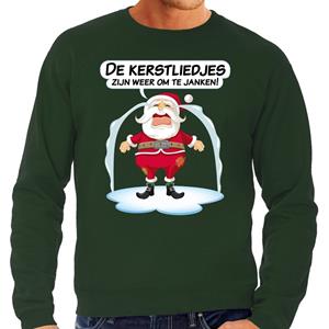 Bellatio Foute Kersttrui de kerstliedjes zijn om te janken groen heren (48) Groen