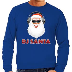Bellatio Foute Kersttrui DJ santa met koptelefoon blauw voor heren
