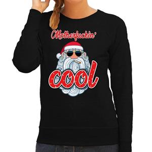 Bellatio Foute kersttrui stoere kerstman motherfucking cool zwart dames Zwart