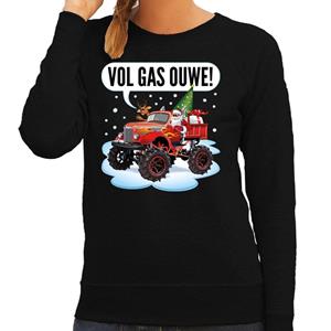 Bellatio Foute Kersttrui monstertruck santa zwart voor dames