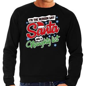 Bellatio Foute Kersttrui why santa has a naughty list zwart voor heren