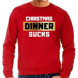 Bellatio Foute Kersttrui Christmas dinner sucks rood voor heren