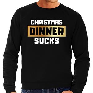 Bellatio Foute Kersttrui Christmas dinner sucks zwart voor heren