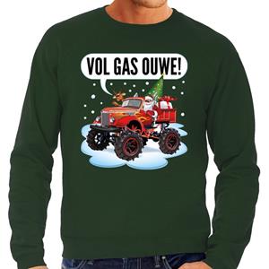 Bellatio Foute Kersttrui monstertruck santa groen voor heren
